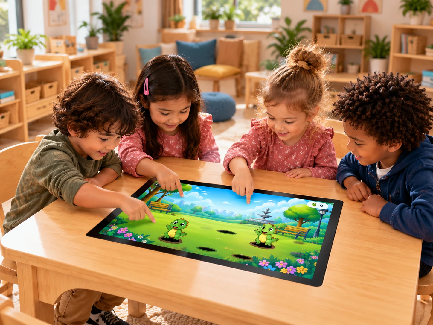 Children taking part in a shared activity in different ways