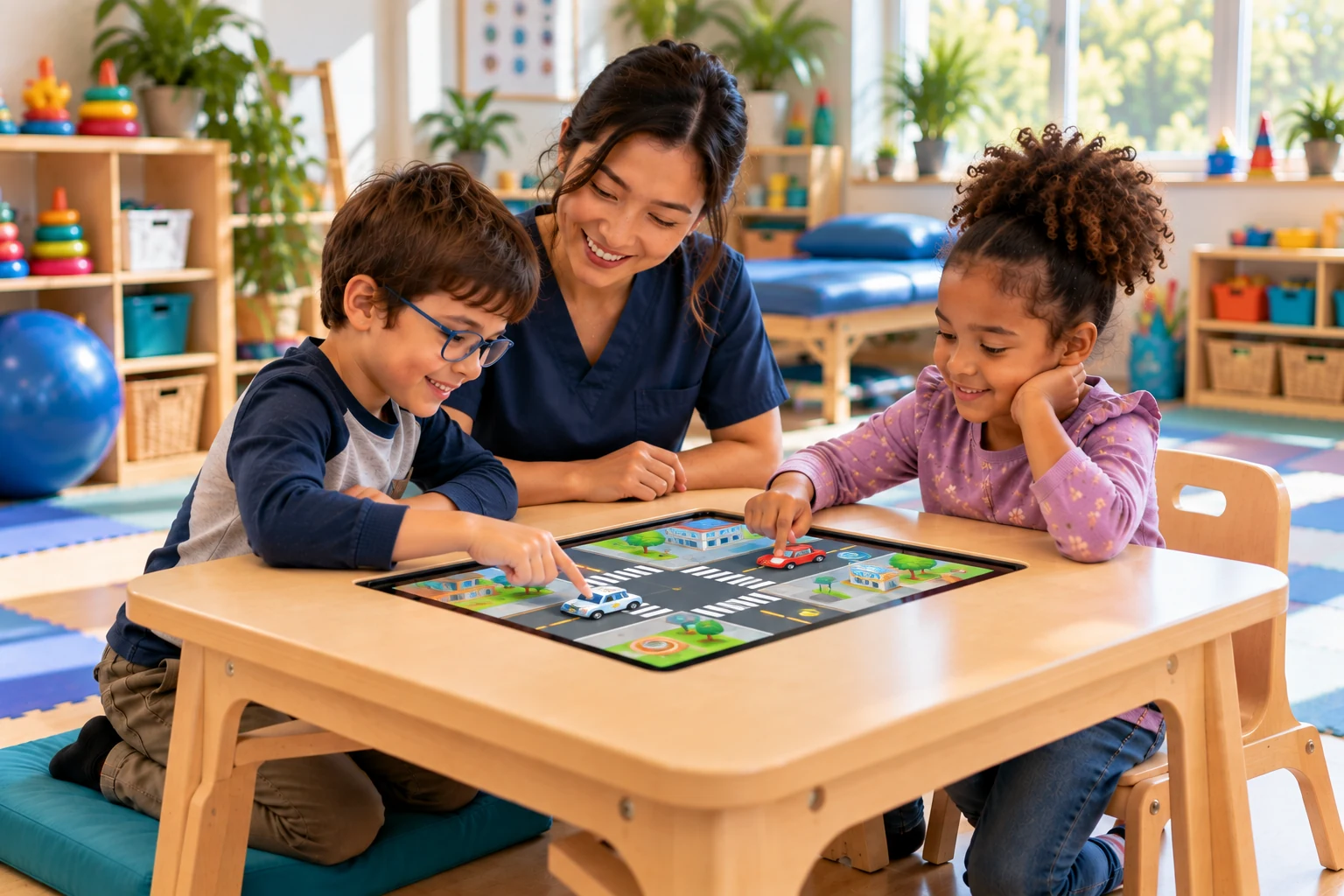 Illustration of a small group at an activity table
